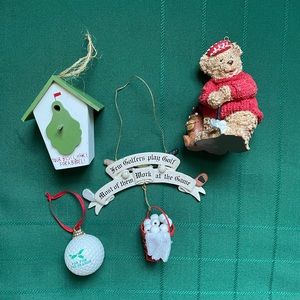 Christmas Golf Themed Ornament lot of 4